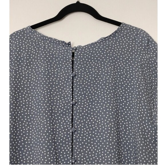 Abercrombie & Fitch XL Charcoal Gray Polka Dot Blouse Back Buttons - Picture 4 of 9